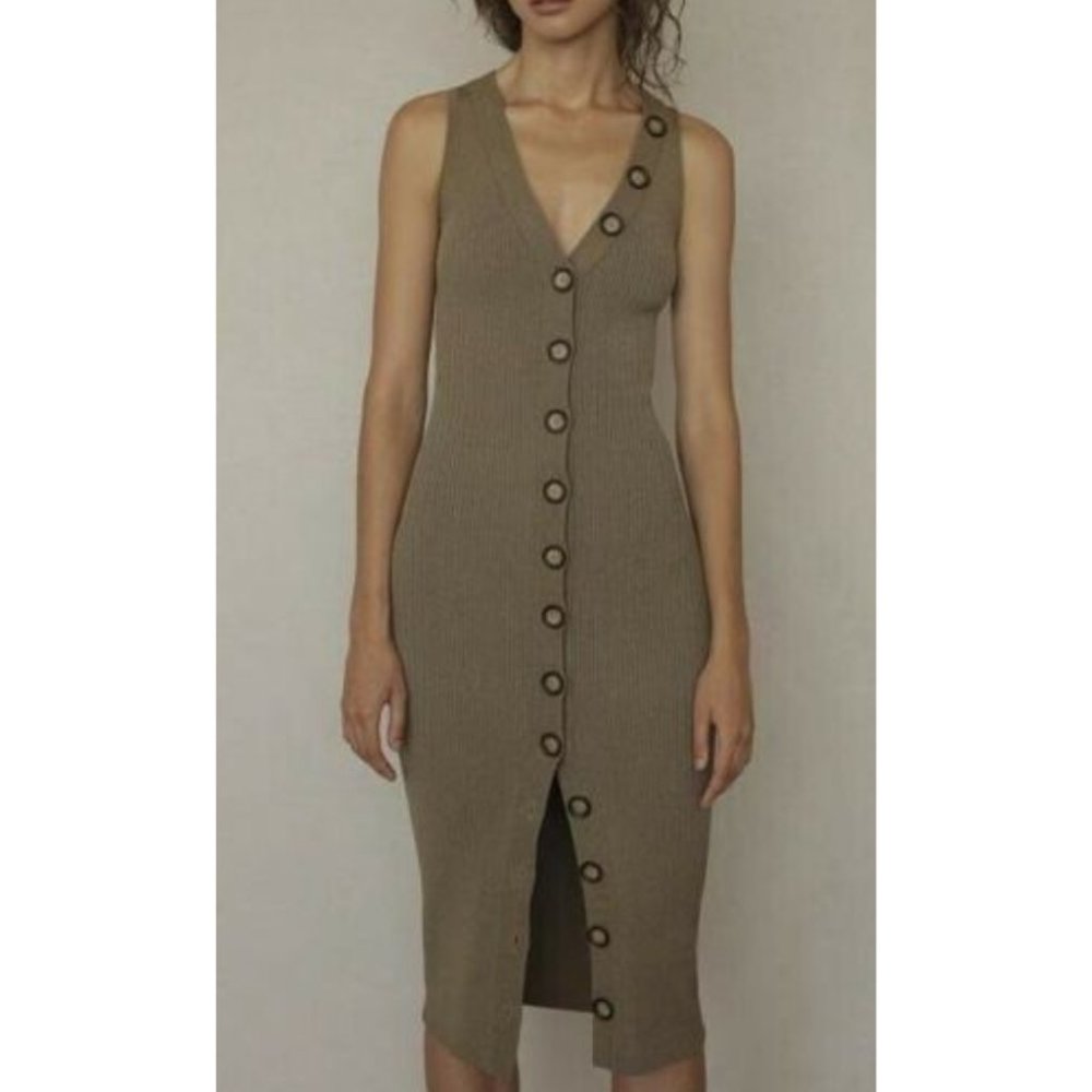 RONNY KOBO Dress Elanna Button Sweater Knit Small